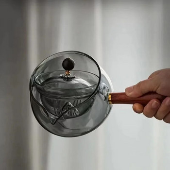 500ML Стъклен чайник с дръжка Чайник Електрическа керамична фурна Въртяща се машина за чай Висококачествен китайски комплект за кафе Топлоустойчив чайник