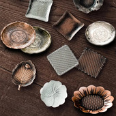 Vintage κράμα τσαγιού σουβέρ θήκη για φλιτζάνια μόνωση αντίκες χάλκινο Kung fu Δίσκος τσαγιού Ματ Μαξιλαράκι για καφέ Σουπλά Αξεσουάρ τσαγιού