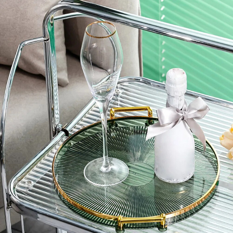 Пластмасова кръгла тава Декоративен органайзер за съхранение за баня, тоалетна, резервоар, спалня, кухненски плот, скрин за съхранение на бижута