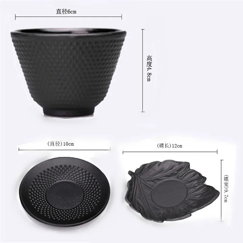 Šalica za čaj i tanjurić od lijevanog željeza u japanskom stilu Posuđe za piće Izdržljiva šalica za čaj od lijevanog željeza Metalni podmetači Šalica za espresso kavu