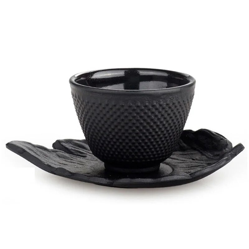 Šalica za čaj i tanjurić od lijevanog željeza u japanskom stilu Posuđe za piće Izdržljiva šalica za čaj od lijevanog željeza Metalni podmetači Šalica za espresso kavu