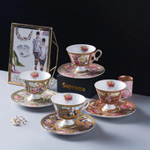 Ružičaste šalice za kavu visoke noge, porcelan, srednjovjekovna šalica za kavu, set tanjurića, set šalica za čaj, posuđe za kavu, posuđe za čaj, kućno posuđe