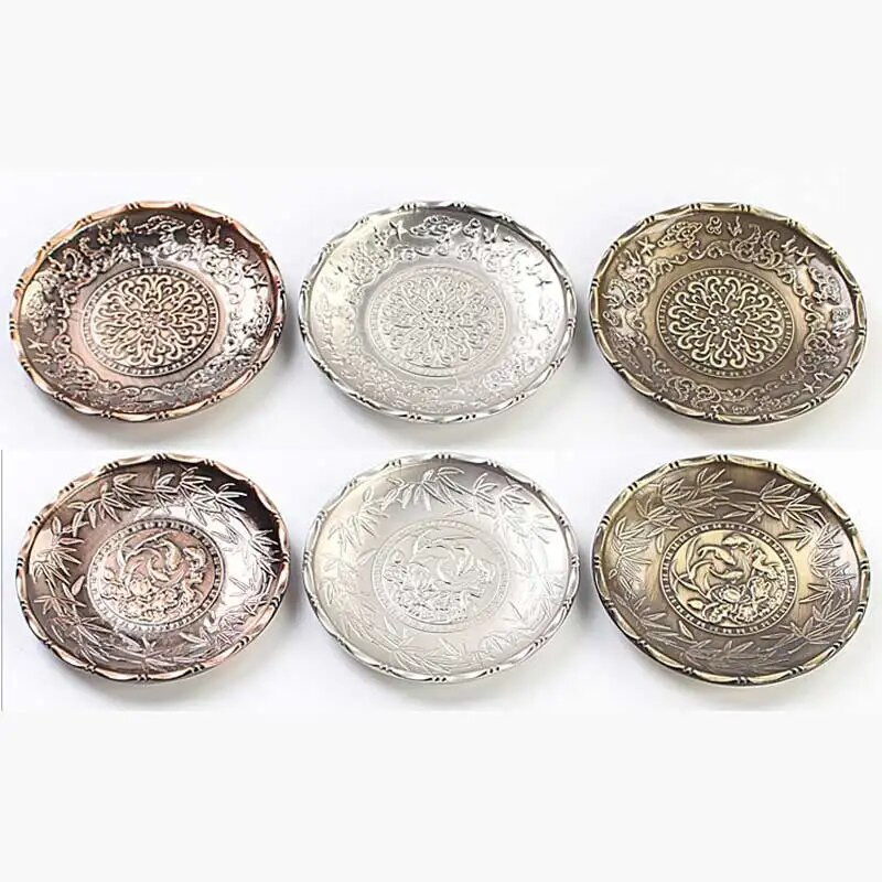 1 vnt gėrimų arbatos padėkliukas karščiui atsparaus lydinio vario arbatos padėklai Kavos puodelio kilimėliai aptarnavimo stalai arbatos indų laikiklis stalo dekoravimas