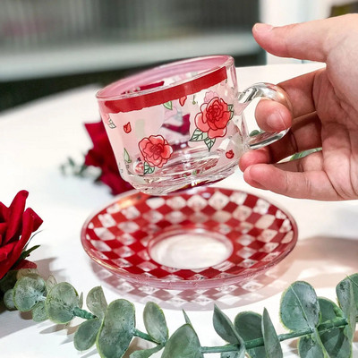 Kreativna šalica za kavu Set tanjurića Korejske šalice Ručno oslikane biljke i cvijet Šalica za kavu Kućna kuhinja Posuđe za piće Šalice za espresso