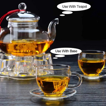 6 бр. Комплект за съдове за чаша чай Двойна стена Топлоустойчива стъклена чаша Kung Fu Чаен комплект Прозрачна чаша от кристално стъкло Puer Oolong Чаша за чай