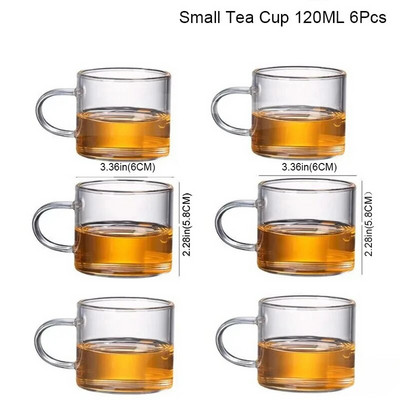 Čaša za čaj od 6 komada, set posuđa, dvostruka staklena šalica otporna na toplinu, kung fu set za čaj, prozirna staklena šalica za čaj Puer Oolong šalica za čaj