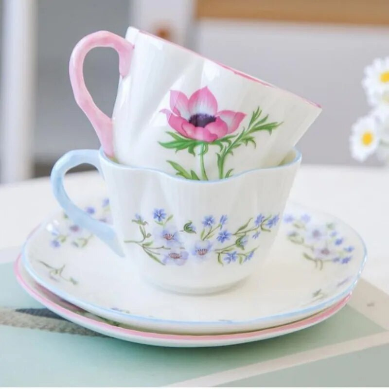 Biljna šalica za kavu i tanjurić Šalica od kineskog porcela, posuda za šalicu poslijepodnevnog čaja, doručak, ured, kućni set posuđa