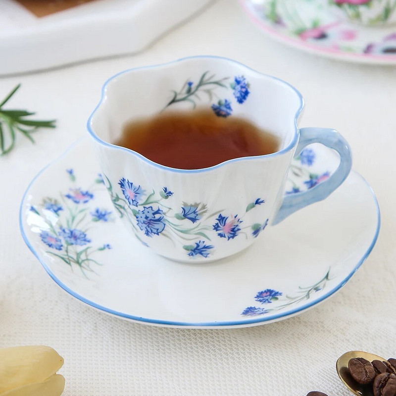 Biljna šalica za kavu i tanjurić Šalica od kineskog porcela, posuda za šalicu poslijepodnevnog čaja, doručak, ured, kućni set posuđa