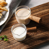 50/100 ml Mini staklena šalica za mlijeko s drvenom ručkom Toplinska izolacija Glatka posuda za kremu Espresso Ocat Umak Grickalice Šalica za alkohol