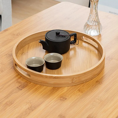Кръгла тава в японски стил Чиния за сервиране на храна Дървена чиния за закуски Deseert Plate Teaboard for Home WF