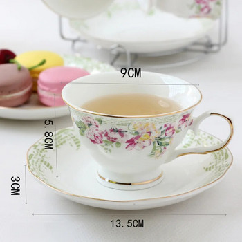 2 комплекта Британско цвете Чаша за чай и чинийка Комплект лъжици Роза Керамика Чаша за кафе Чинийка Комплект лъжици Чаша за еспресо Следобеден чай