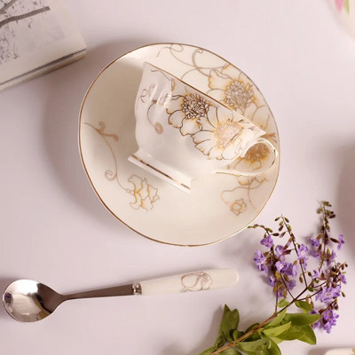 2 kompleta britanskog cvijeta Čaša za čaj i tanjurić Set žličica Ruža Keramika Šalica za kavu Tanjurić Žličica Set šalica za espresso Popodnevni čaj