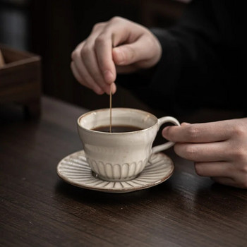 Керамичен сервиз за кафе в японски стил Домакинска ретро чаша, изпечена в пещ, ръчно изработена чаша за кафе с висящи уши Чаша за чай Чаша за вода
