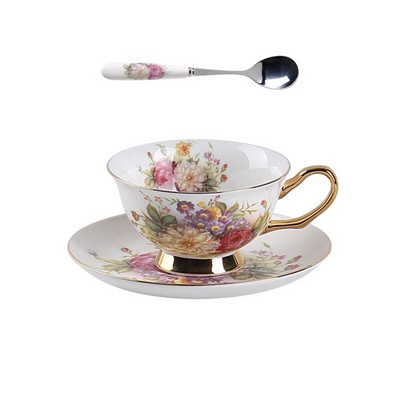 Šalica za kavu od finog porculana Klasični cvjetni set šalica za čaj Keramička šalica za latte kavu i tanjurić Set Porculanska šalica za čaj Poklon posuđe