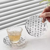 Staklena podloga s kaligrafijom u kineskom stilu Jednostavna kućna baza za šalicu za čaj Podloga za toplinsku izolaciju za čaj Kreativni kung fu dodaci za set za čaj