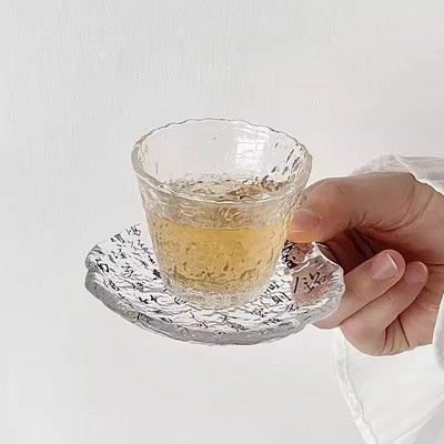 Staklena podloga s kaligrafijom u kineskom stilu Jednostavna kućna baza za šalicu za čaj Podloga za toplinsku izolaciju za čaj Kreativni kung fu dodaci za set za čaj