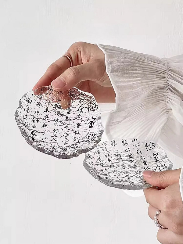 Staklena podloga s kaligrafijom u kineskom stilu Jednostavna kućna baza za šalicu za čaj Podloga za toplinsku izolaciju za čaj Kreativni kung fu dodaci za set za čaj