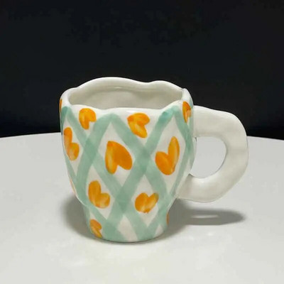 Ručno oslikano plavo nebo i bijeli oblaci Šalica za kavu Kreativna keramička šalica Šalica za mlijeko Šalica za doručak Posuđe Unikatan poklon