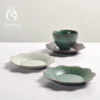 Творчески японски фаянс Чай Ръководство Реколта Подложки за чаши Dehua Керамика Kung Fu Чай Изолация Подложка Чинийка Сервиз за чай Siteel