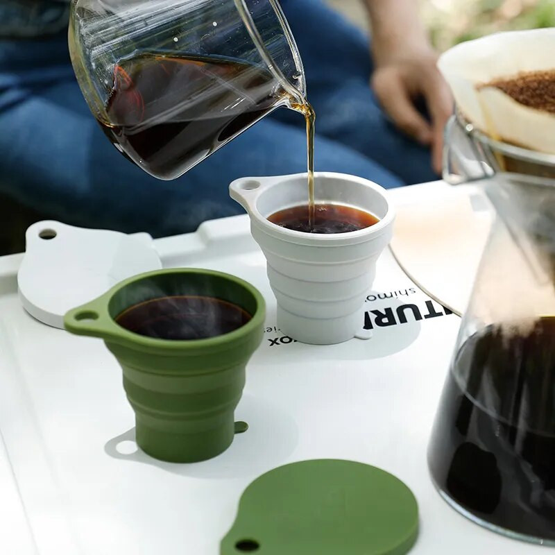 SHIMOYAMA 150ML preklopna šalica, mini šalica na uvlačenje, silikonska prijenosna šalica za čaj, teleskopska šalica za kavu s poklopcem za putovanja na otvorenom