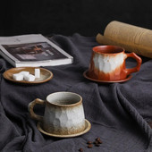 Ručna šalica za kavu od keramike Ručno izrađena šalica i tanjurić u japanskom stilu Retro umjetnička šalica Kreativna jednostavna keramička šalica za vodu Šalica za kavu