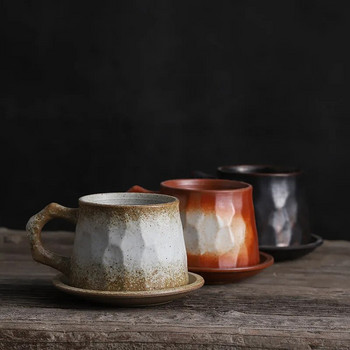 Χειροποίητο σετ φλιτζάνι καφέ και πιατάκι σε ρετρό φλιτζάνι γιαπωνέζικου στυλ Χειροποίητο πέτρινο φλιτζάνι καφέ Δημιουργικό απλό κεραμικό φλιτζάνι νερού κούπα καφέ