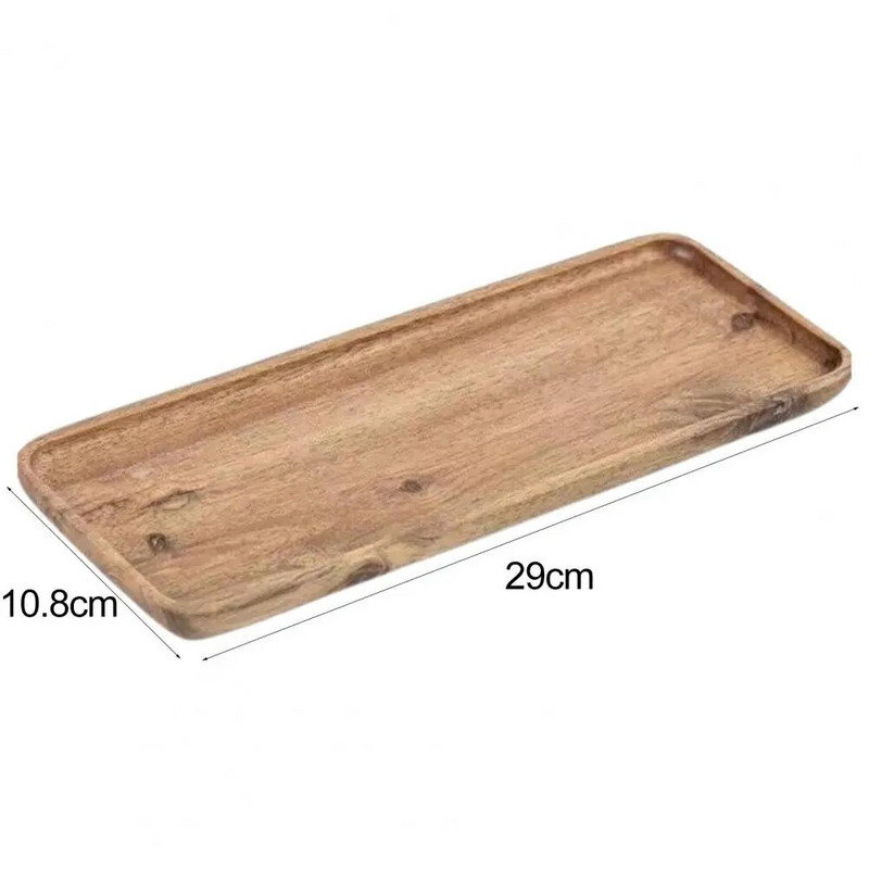 Drvena ladica za pohranu višenamjenskog posluživanja hrane, pića, pravokutnog pribora za čaj, deserta, slatkiša, voća, kruha, punog drva za dom