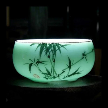 Παραδοσιακό Celadon Χειροποίητο Φλυτζάνι Τσαγιού Landscape Ceramic Lotus Bamboo Carp Tea Set Double-fish Chinese Tea Master Cup 80ml