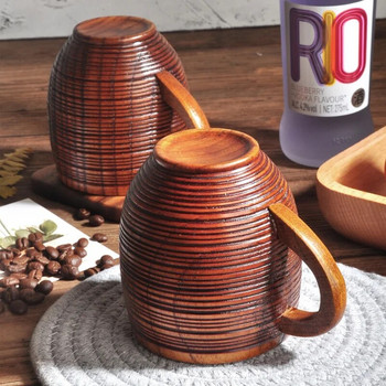 Дървени ръчно изработени естествени чаши с голям корем Чаши от смърчово дърво Бира Чай Вода Чаша за кафе Мляко Кухненски бар Съдове за напитки за кухня