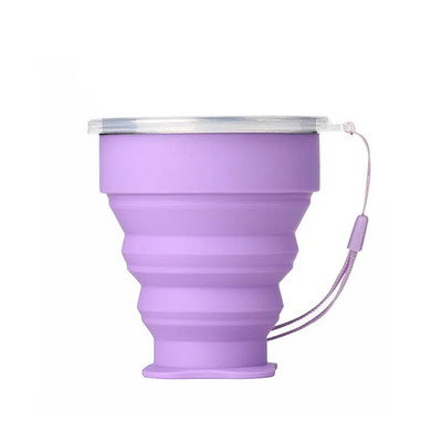 200 ml-es hordozható szilikon összecsukható vízpohár kültéri hőálló teleszkópos összecsukható összecsukható bögre fedéllel utazási kempingezéshez