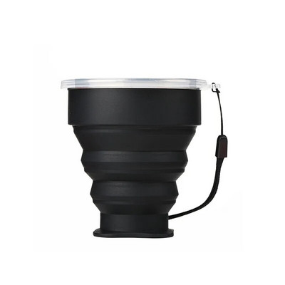 200 ml-es hordozható szilikon összecsukható vízpohár kültéri hőálló teleszkópos összecsukható összecsukható bögre fedéllel utazási kempingezéshez