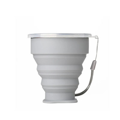 200 ml-es hordozható szilikon összecsukható vízpohár kültéri hőálló teleszkópos összecsukható összecsukható bögre fedéllel utazási kempingezéshez