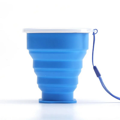 200 ml-es hordozható szilikon összecsukható vízpohár kültéri hőálló teleszkópos összecsukható összecsukható bögre fedéllel utazási kempingezéshez