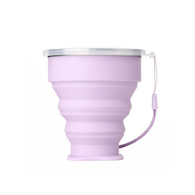 200 ml-es hordozható szilikon összecsukható vízpohár kültéri hőálló teleszkópos összecsukható összecsukható bögre fedéllel utazási kempingezéshez
