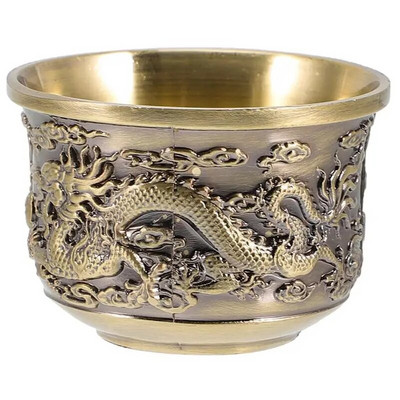 1 buc ceașcă de ceai de epocă pahare pahar pahar cu potir kungfu regal din alamă ceașcă de băut ceașcă de ceai din aliaj metalic ceașcă de vin dragon retro