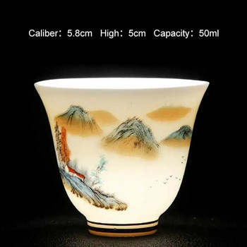 Φλυτζάνι τσαγιού λευκής πορσελάνης 50 ml Teahouse Master\'s Cup Κινέζικο στυλ ρετρό κεραμικά Wineglass Landscape Painting Σετ τσαγιού Literati