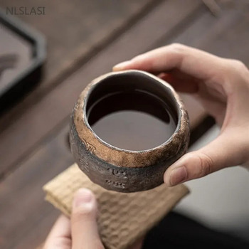 120ml τραχιά κεραμική χειροποίητη ανάγλυφη καρδιά Sutra Zen Cup Ceramic Master Individual Single Cup κινέζικο φορητό φλιτζάνι τσαγιού