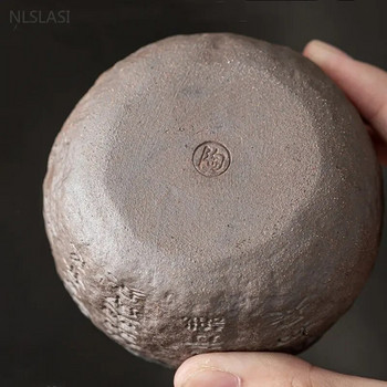 120ml τραχιά κεραμική χειροποίητη ανάγλυφη καρδιά Sutra Zen Cup Ceramic Master Individual Single Cup κινέζικο φορητό φλιτζάνι τσαγιού