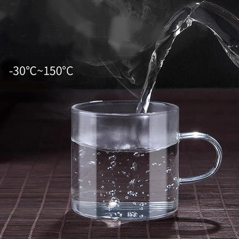 GIANXI Уплътнена стъклена чаша за чай с дръжка Прозрачни топлоустойчиви стъклени чаши за чай Китайски кунг-фу чай Пуер Комплект чаши за чай