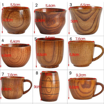 Голяма дървена коремна чаша с дръжка Ръчно изработена естествена смърчова дървесина Пиене на бира Чай Кафе Мляко Вода Японски прибори за напитки Кухненски бар