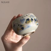 140 ml Išskirtinio ledo įtrūkimo glazūros keraminiai arbatos puodeliai Rankomis dažyti porcelianiniai puodeliai Tradiciniai išskirtiniai arbatos puodeliai arbatos priedai