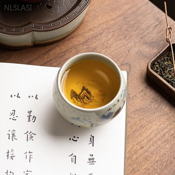 140 мл изящни керамични чаши за чай с глазура Ice Crack Ръчно рисувана порцеланова майсторска чаша Традиционна изискана чаша за чай Аксесоари за чай