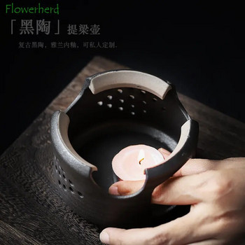 Китайска черна керамика Чайник Керамичен чайник Нагревател Чай Огнени печки Чайници за варене Свещ Нагревател Нагревател на чай Изолирана печка