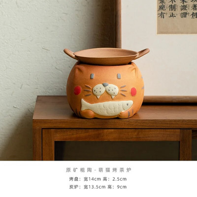 Nyersérc durva kerámia teamelegítő kályha aranyos macska gyertya sütő háztartási nyílt lángos ébresztő melegítő levél füstölő tartó kemence