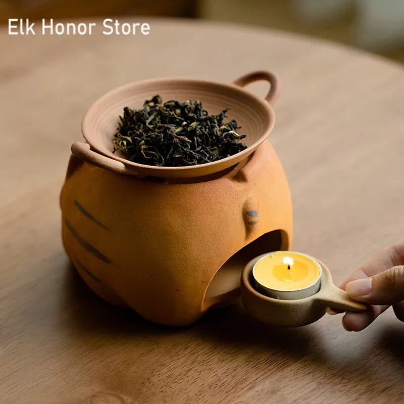 Nyersérc durva kerámia teamelegítő kályha aranyos macska gyertya sütő háztartási nyílt lángos ébresztő melegítő levél füstölő tartó kemence