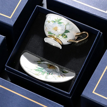 Комплект чаши за кафе с класически модел Керамична чаша за кафе и чиния Луксозни креативни чаши за черен чай Керамични чаши за кафе и чинии