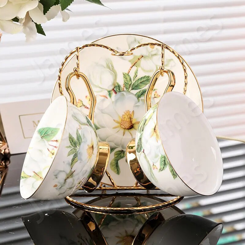 Set šalica za kavu s klasičnim uzorkom Keramička šalica za kavu i tanjur Luksuzne kreativne šalice za crni čaj Keramičke šalice za kavu i tanjuri