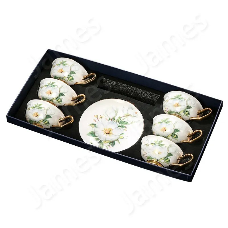 Set šalica za kavu s klasičnim uzorkom Keramička šalica za kavu i tanjur Luksuzne kreativne šalice za crni čaj Keramičke šalice za kavu i tanjuri