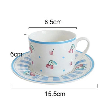 Творческа ретро чаша за кафе и комплект чинии от две части Практична чиния за десерт за торта Керамична чиния Чаша за пиене на чай с мляко Кухненски комплекти