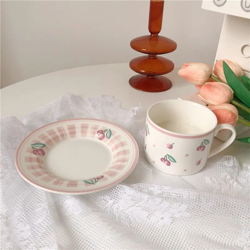 Kreativna retro šalica za kavu i set tanjura Praktični tanjur za kolače od dva dijela Keramički tanjur Šalica za čaj s mlijekom Kuhinjski pribor